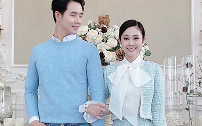 MC Thuỳ Linh và diễn viên Hiếu Su trong một buổi hậu trường chụp ảnh cưới.